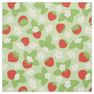 Red Green Strawberry Pattern Fabric