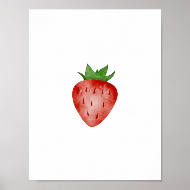 Red & Green Strawberry Summer Spring Fruit Poster (Front)