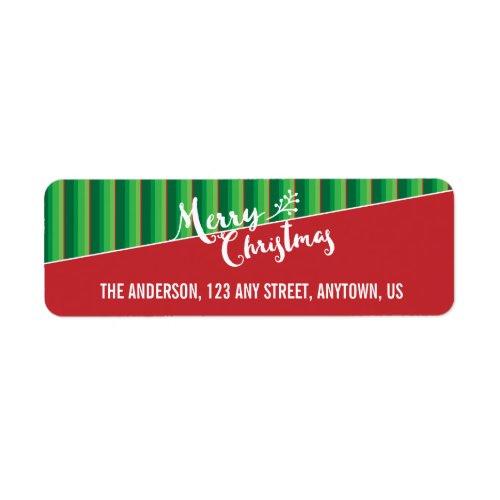 Red  Green Striped Background Merry Christmas Label