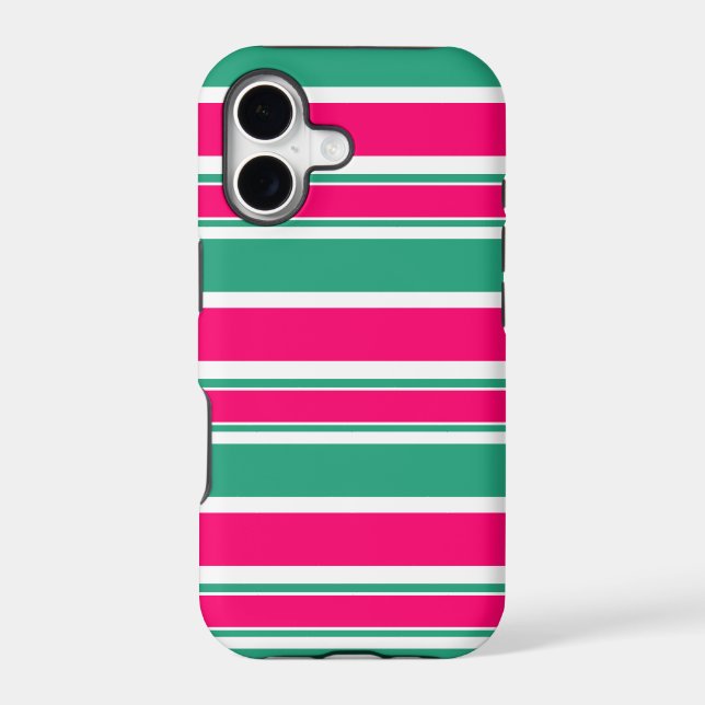 Red -green striped horizontal pattern iphone case (Back)