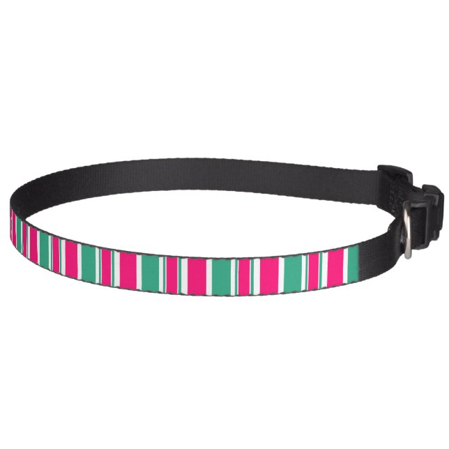 Red -green striped horizontal pattern pet collar (Right)
