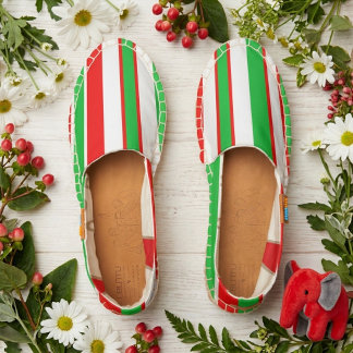 Red Green Stripes Decorative Minimalist Art Rustic Espadrilles