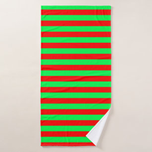Red Green Stripes Design Bath Towel