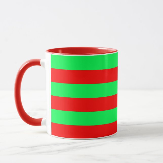 Red Green Stripes Design Mug (Left)