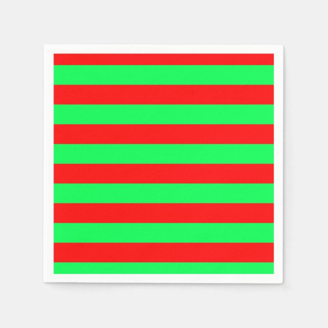 Red Green Stripes Design Napkins (Front)