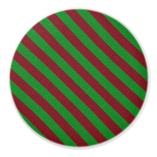 Red & Green Stripes Glitter Ceramic Knob (Front)