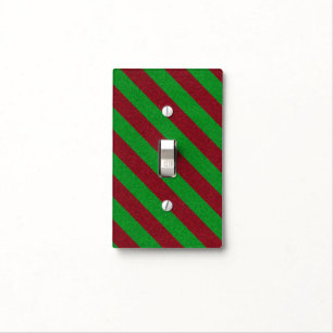 Red & Green Stripes Glitter Light Switch Cover