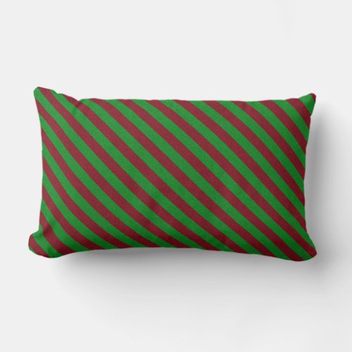 Red  Green Stripes Glitter Lumbar Pillow