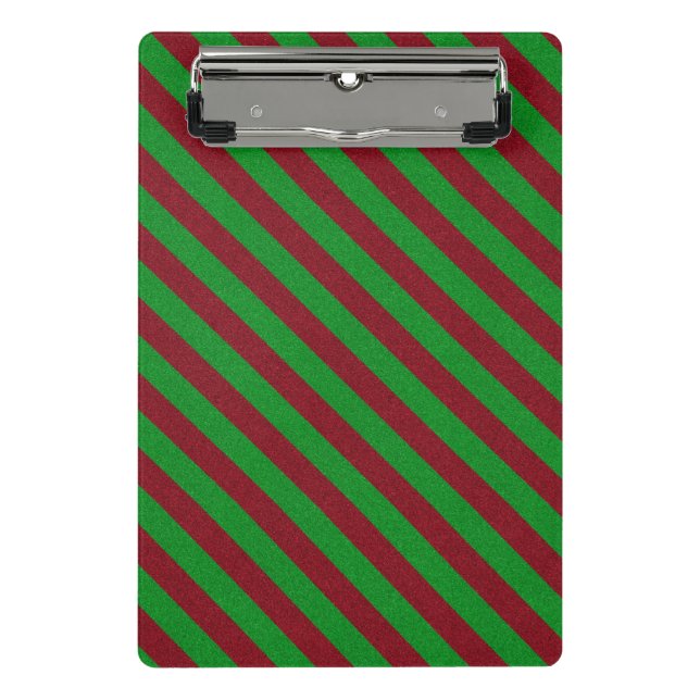 Red & Green Stripes Glitter Mini Clipboard (Front)