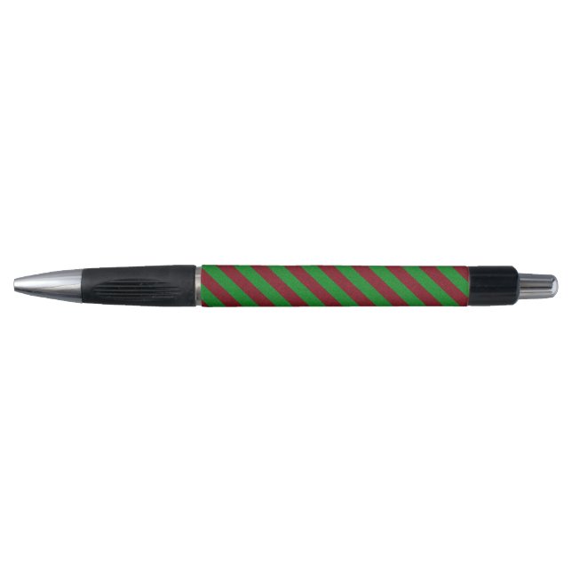 Red & Green Stripes Glitter Pen (Front)