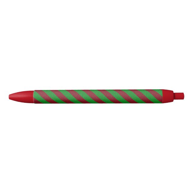 Red & Green Stripes Glitter Pen (Front)