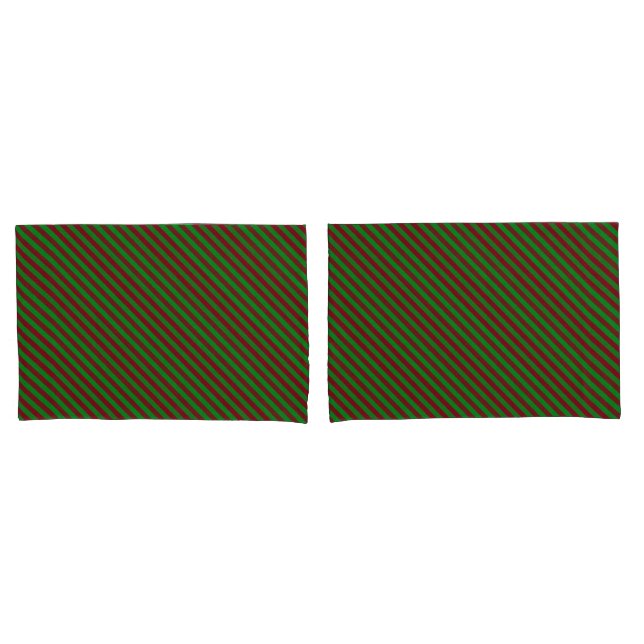 Red & Green Stripes Glitter Pillow Case (Front-Set)