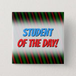 [ Thumbnail: Red & Green Stripes/Lines Pattern Button ]
