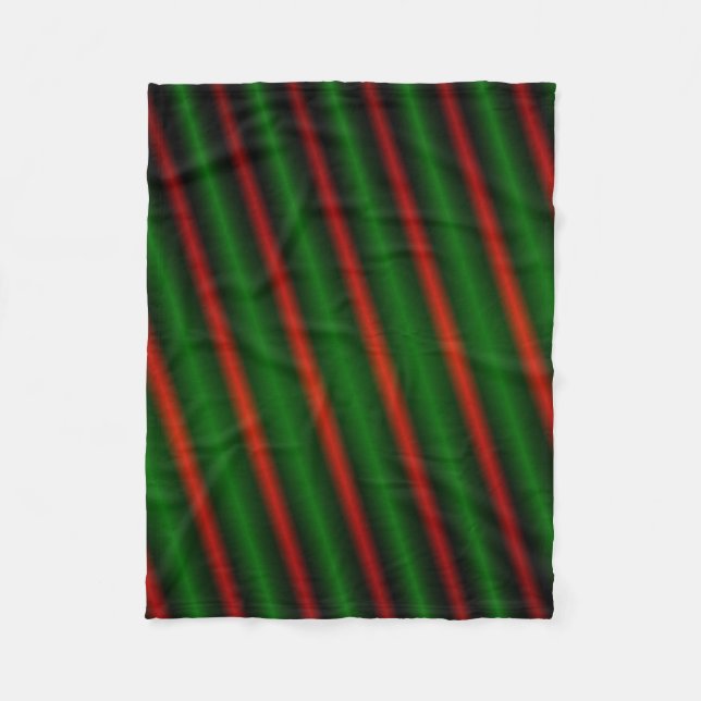 Red & Green Stripes or Lines Fleece Blanket (Front)