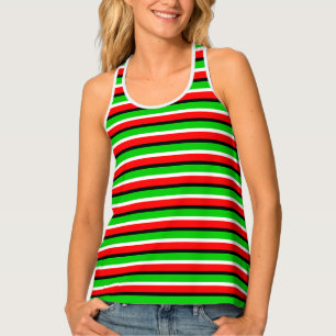 Red Green Stripes Pattern Design Tank Top