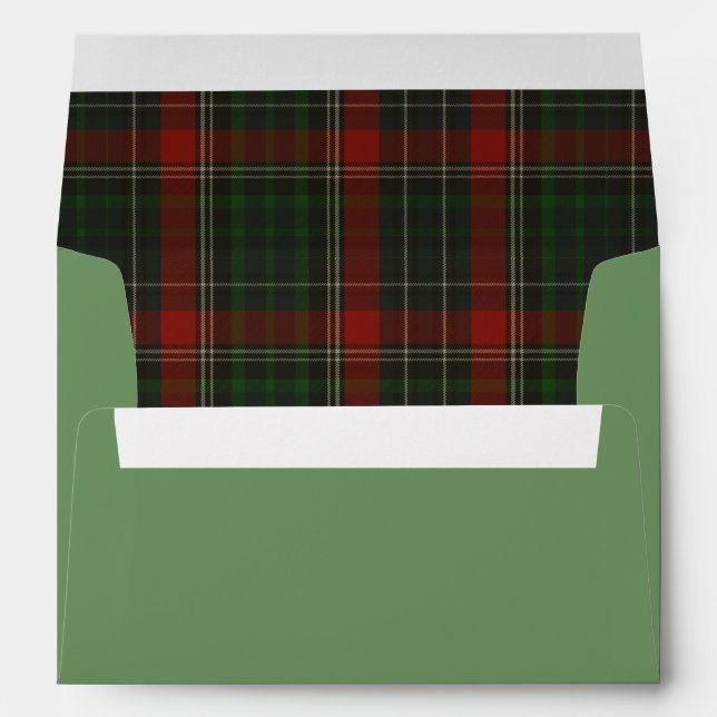 Red & Green Stuart Tartan Plaid Custom Envelope (Back (Bottom))