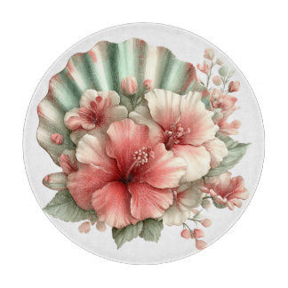 RED & GREEN SUMMER HIBISCUS FLOWERS CUTTING BOARD