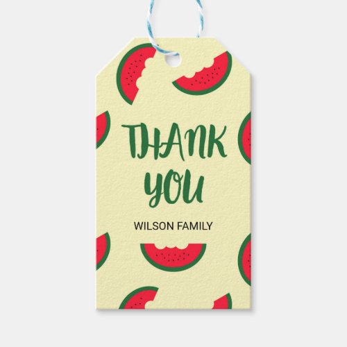 Red Green Sweet Watermelon Thank You Gift Tags