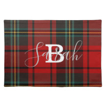 Red & Green Tartan– Custom Monogram and Name