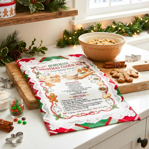 Red Green Tartan Lace Christmas Cookie Mix Recipe Kitchen Towel