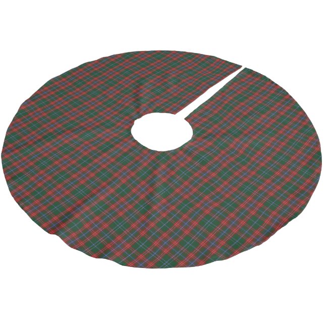 Red Green Tartan Plaid Holiday Brushed Polyester Tree Skirt (Angled)