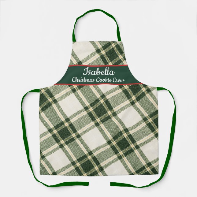 Red Green Tartan Plaid Personalized Christmas  Apr Apron (Front)