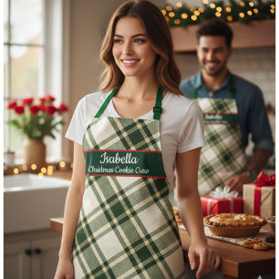 Red Green Tartan Plaid Personalized Christmas Apr Apron