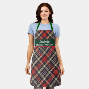 Red Green Tartan Plaid Personalized Christmas Apron
