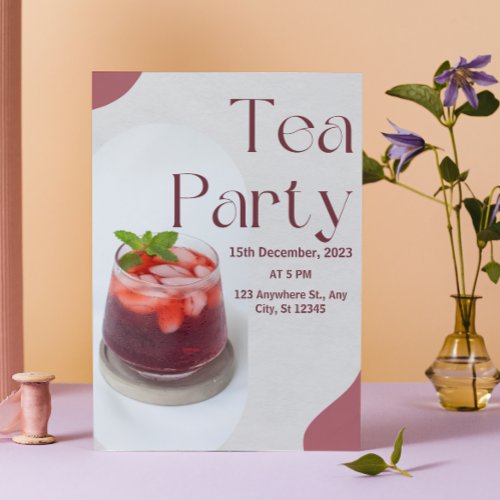 Red Green Tea Party Invitation
