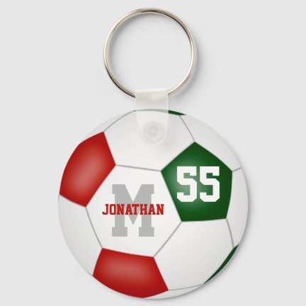 red green team colors boys girls sports soccer keychain