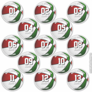 red green team colors gifts 13 basketball stickers