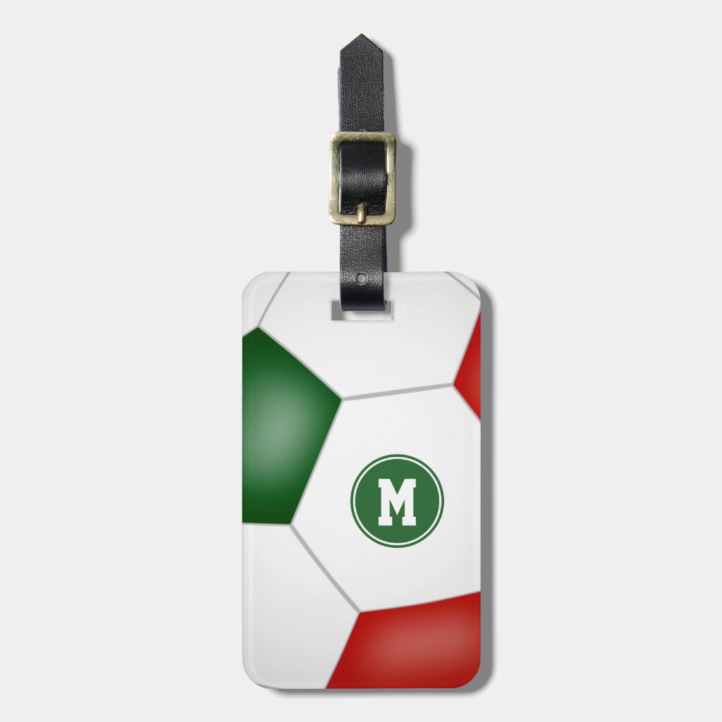 red green team colors girls boys soccer luggage tag