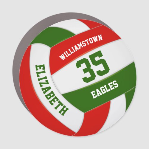 red green team colors girls boys volleyball car magnet