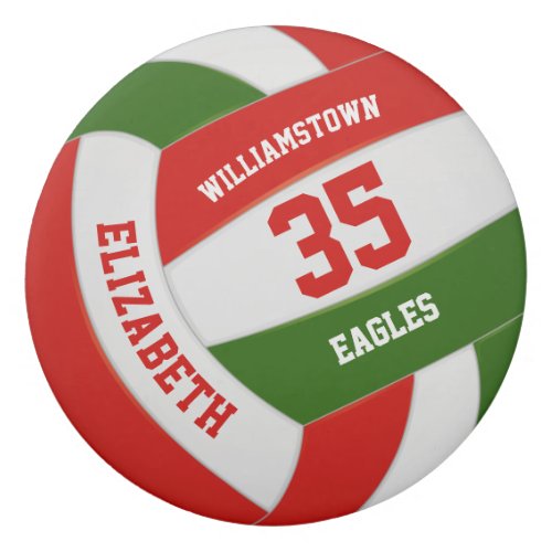 Red green team colors girls boys volleyball eraser