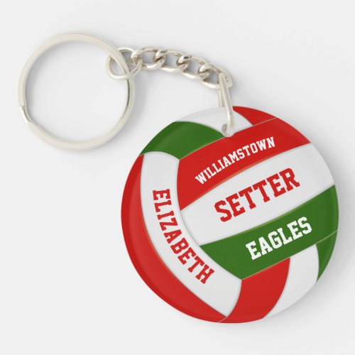 red green team colors girls boys volleyball keychain