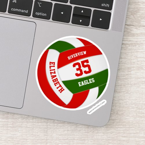 red green team colors girls boys volleyball sticker