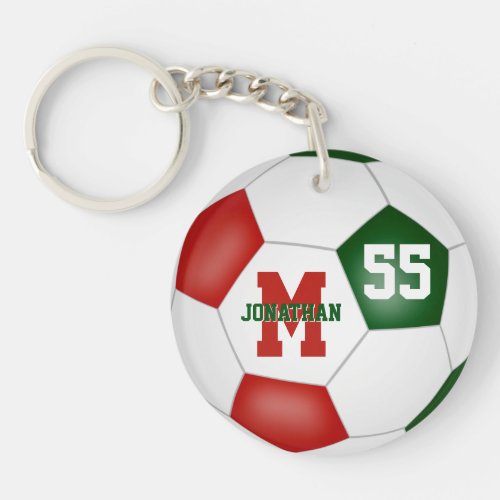 red green team colors soccer bag tag keychain