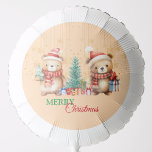 Red Green teddy Bear Santa Merry Christmas Party Balloon