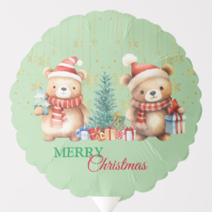 Red Green teddy Bear Santa Merry Christmas Party  Balloon