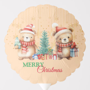 Red Green teddy Bear Santa Merry Christmas Party Balloon