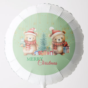 Red Green teddy Bear Santa Merry Christmas Party Balloon