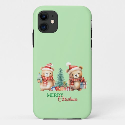 Red Green teddy Bear Santa Merry Christmas Party  iPhone 11 Case