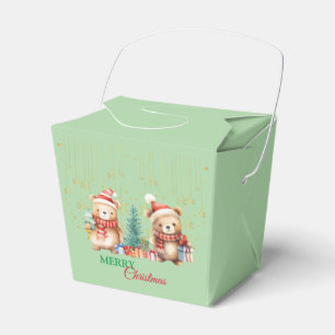 Red Green teddy Bear Santa Merry Christmas Party  Favor Boxes