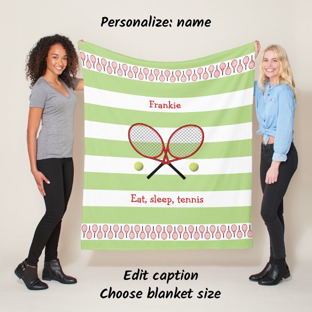 Red green tennis rackets personalized fleece blanket (Creator Uploaded)