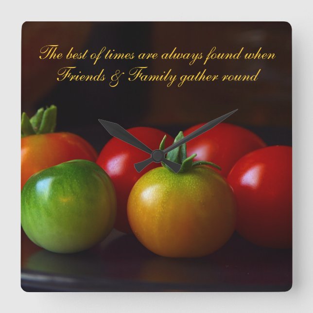 Red & Green Tomatoes Family & Friends Quote Clock (Front)