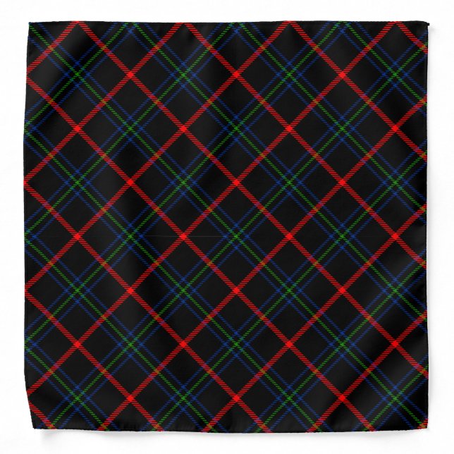 Red Green Traditional Tartan Pattern Plaid Style Bandana (Front)