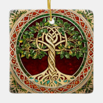 Red Green Tree Of Life Celtic Knot