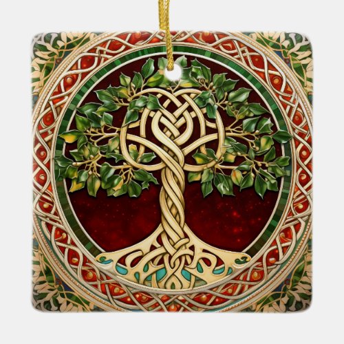 Red Green Tree Of Life Celtic Knot