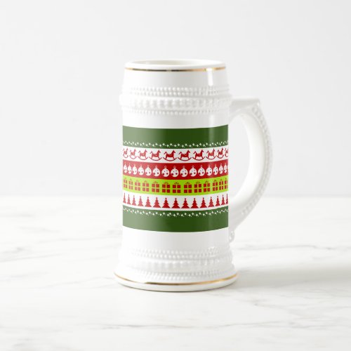 Red Green Ugly Christmas Sweater Festive Clipart Beer Stein