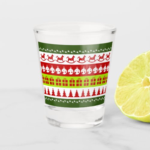 Red Green Ugly Christmas Sweater Festive Clipart Shot Glass